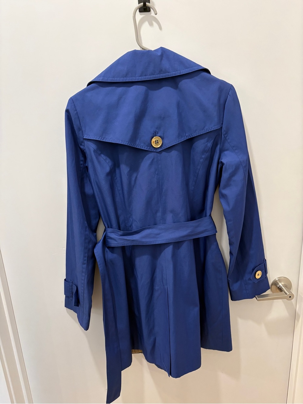 Michael Kors Blue Double-Breasted Women's Trench Coat with Belt - Picture 2 of 15